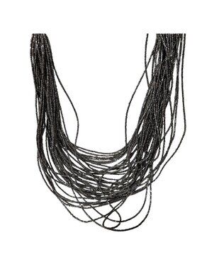 Retro Chunky Silver Seed Beaded Necklace Multi-Strand Statement Fashion Jewelry